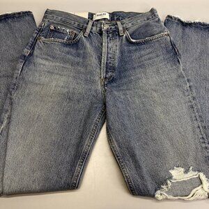 AGOLDE Women’s Babylonia Wide-Leg Jeans “Backdrop” Light Distress Size 30